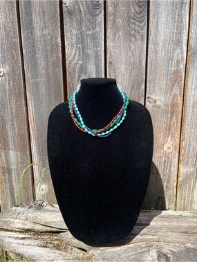 Studio Barse multicolored lapis, coral and Magnesite multi strand necklace
